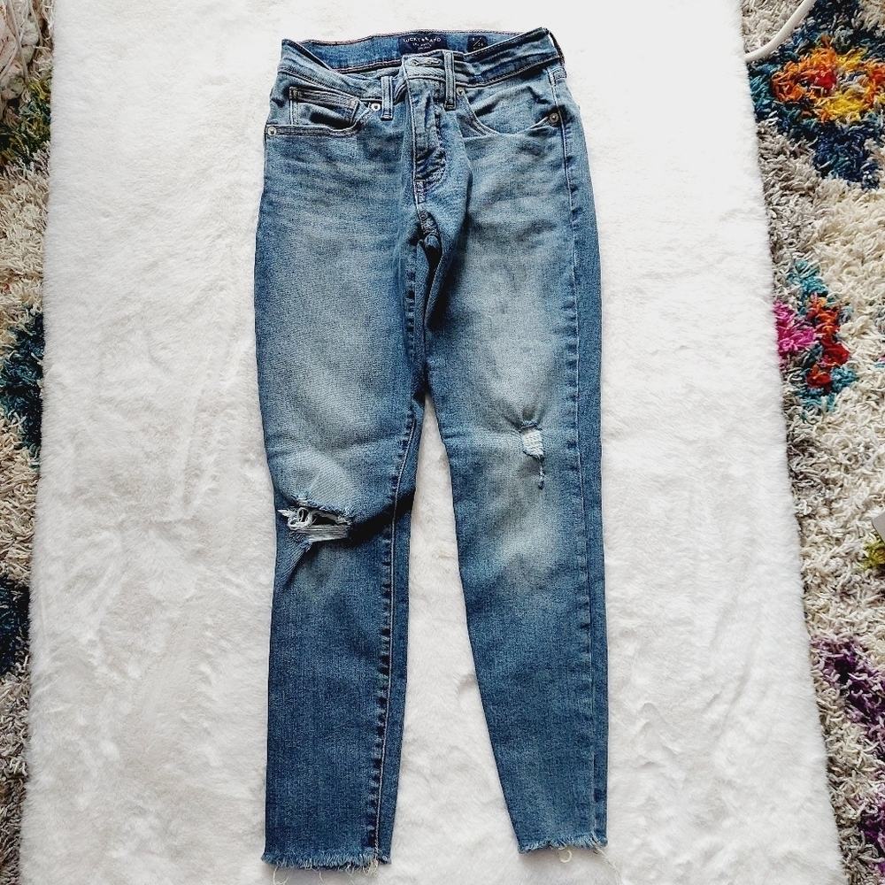 Lucky Brand Ava Distressed Chewed Hem Crop Skinny Jeans P1034 - Picture 5 of 11